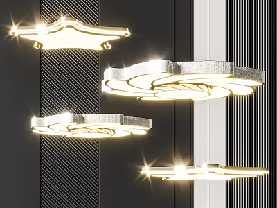 Modern Circular Ceiling Lights With Elegant Decorative Frame And Warm Light 3d model