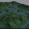 Aerial Planning of Mountainous Terrain With Water Bodies and Green Landscape