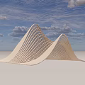 Abstract Wavy Sculpture With Layered Lines Flowing Curves And Light Colored Material Design