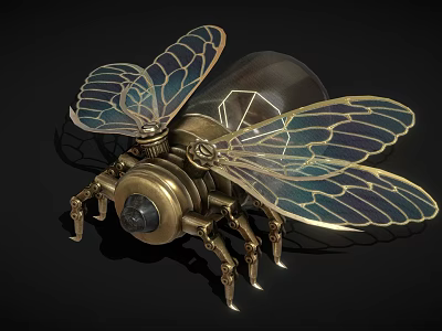 Mechanical Bee With Metallic Body Detailed Wings And Intricate Design 3d model