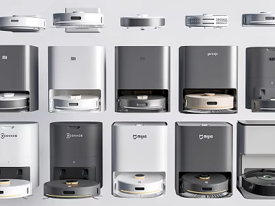 Robot Vacuum Cleaners from Various Brands with Charging Docks for Daily Use 3d model