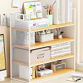 Desktop Bookshelf Storage Rack Book Earphones Iron Rack Iron Rack Ornaments Computer Mouse Keyboard Desk Drawer Calendar Doll 3d model