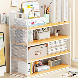 Desktop Bookshelf Storage Rack Book Earphones Iron Rack Iron Rack Ornaments Computer Mouse Keyboard Desk Drawer Calendar Doll 3d model