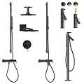 Black Modern Shower System Design With Head Handheld Controls And Components 3d model