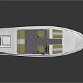 Modern White and Blue Boat with Open Deck Seating Area and Console Design