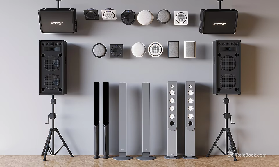 Premium Headphones And Speakers Featuring Wall Mounted Floor Standing And Diverse Styles 3d model 