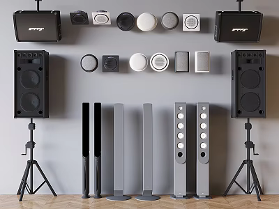 Premium Headphones And Speakers Featuring Wall Mounted Floor Standing And Diverse Styles 3d model