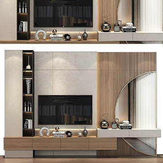 Modern TV background wall suit for TV units 3d model