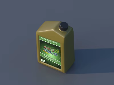 Display Shelf Featuring Green Plastic Agro Fertilizer Bottle with Label 3d model