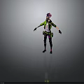 Other Stylized 3D Character Model With Pink Hair Green Jacket Purple Pants Goggles Utility Belt