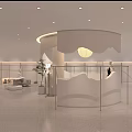 Modern Clothing Store Interior Design With Round Display Platform Mannequin And Sofa 3d model