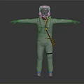 Man in Protective Suit With Helmet Face Mask and Arms Outstretched