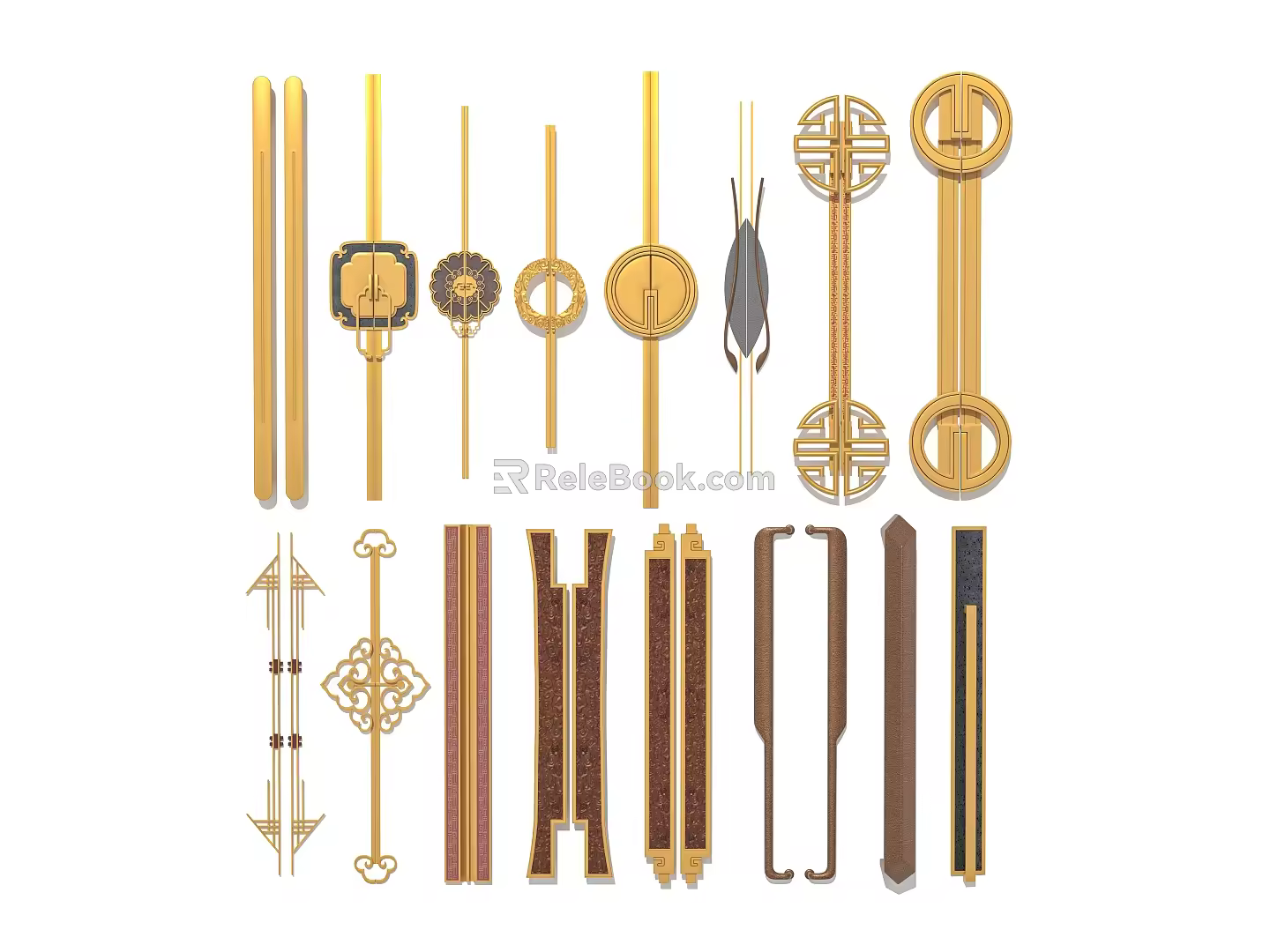 Chinese New Chinese Hardware Handle Door Handle Building Entry Door Handle Cabinet Handle 3d model