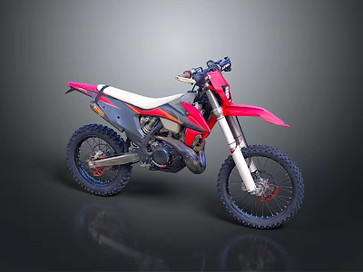 Red White Mountain Bicycle Featuring Off Road Design Large Tires and Sporty Frame 3d model