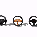 Three Different Steering Wheels With Black And Wooden Design Features