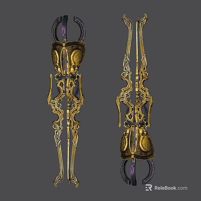 Antique Style Golden Candle Lamp With Intricate Carvings And Decorative Design 3d model 