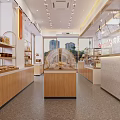 Sunmile Dessert Shop Interior With Wooden Display Cabinets Glass Cases And Fresh Pastries