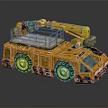 Yellow Construction Truck Model With Crane And Detailed Design Features 3d model