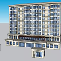Modern Multi Story Building Featuring Multiple Windows Entrance Area And Small Annex Under Blue Sky