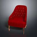 Stylish Red Button Tufted Chair With Elegant Gold Metal Legs Design