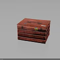 Red Wooden Storage Box With Metal Latches Yellow Label And Smooth Surface