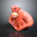 Angry Man With Red Skin Muscular Bust Sculpture 3D Rendered Fierce Facial Expression