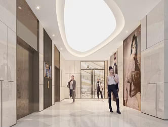 Modern elevator hall shopping mall elevator hall 3d model