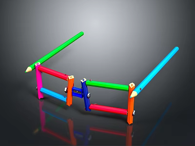 Colorful Children's Climbing Frame with Vibrant Poles and Sturdy Connections 3d model