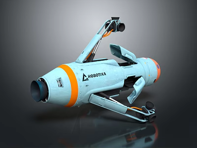 ROBOTTA Robot Featuring Gray Orange Striped Body Open Structure And Mechanical Arm Design 3d model