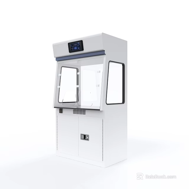 White Upright Household Appliance With Digital Display And Glass Windows For Home Use 3d model 