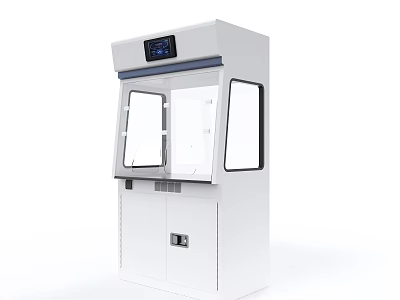 White Upright Household Appliance With Digital Display And Glass Windows For Home Use 3d model