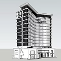 Modern High Rise Office Building With Glass Facade And Balcony Greenery