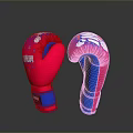 SUMMA Pink And Blue Boxing Gloves With White Pattern Training Equipment 3d model