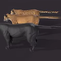 Three Majestic Big Cats Leopard Puma and Black Panther Standing Together