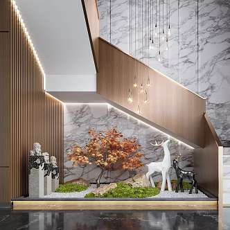 Modern landscape sketch staircase landscape plant landscaping 3d model
