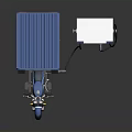 Blue Three Wheeled Motorcycle Charging at Electric Charging Station