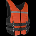Orange And Black Life Jacket With Reflective Strips Adjustable Straps Fish Pro Branding 3d model