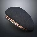 Stylish Black Beret With Leopard Print Brim Modern Fashion Accessory