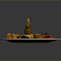 Delicious Crispy Fried Chicken Nuggets Wings and Spring Rolls on White Plate