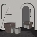 Modern Single Sofa Pedal Fabric Sofa Floor Lamp 3d model