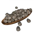 Fresh Walnuts in Wooden Bowl with Scattered Nuts on White Background