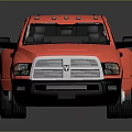 Red Pickup Truck with Modern Design Black Roof Cargo Bed and White Wheels