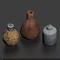 Textured Decorative Bottles And Vase In Beige Brown Gray For Home Decoration