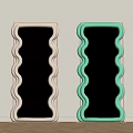 Cream And Mint Green Mirrors With Wavy Frames For Interior Wall Decor 3d model