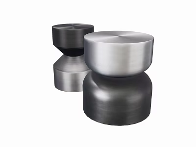Modern Metal Table and Chair Set with Round Seats in Silver and Dark Gray 3d model