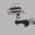 Modern office desk and chair combination desk and chair 3d model