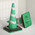 Green Road Traffic Cones With White Stripes And Square Base For Road Safety