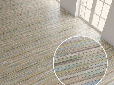 Colorful Striped Flooring With Multi Colored Wood Planks In Bright Indoor Room 3d model
