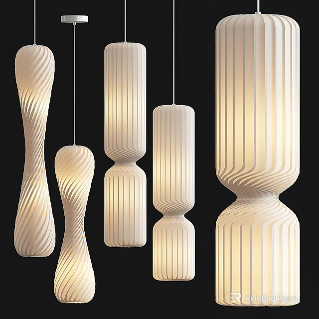 Modern Creative Pendant Lights With Unique Shapes White Textured Design And Warm Illumination 3d model 