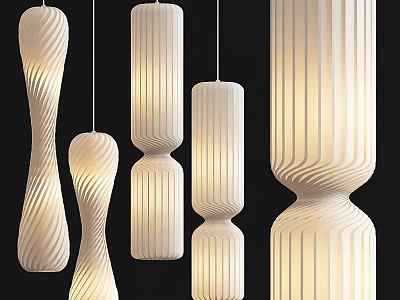 Modern Creative Pendant Lights With Unique Shapes White Textured Design And Warm Illumination 3d model